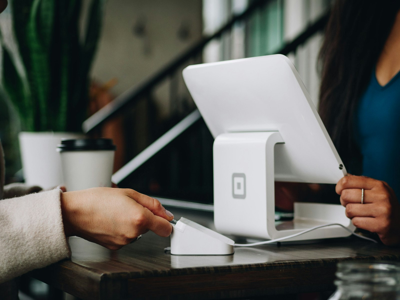 A point-of-sale payment terminal.