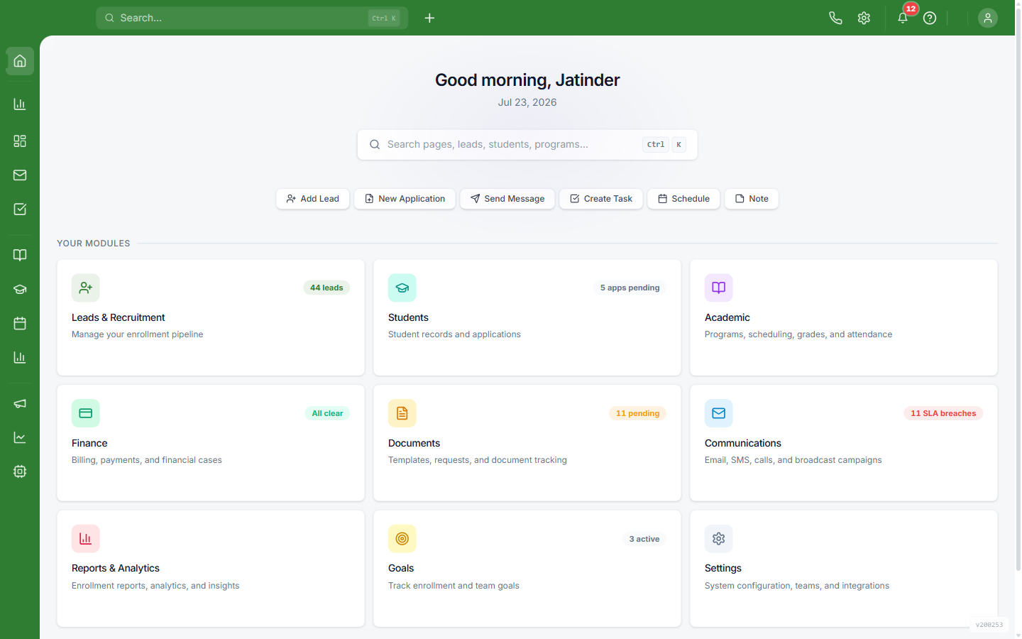 Every module on one platform — the agents are built in, not bolted on.