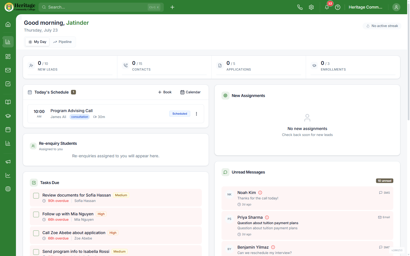 The advisor’s day — pipeline, follow-ups, and tasks in one place.